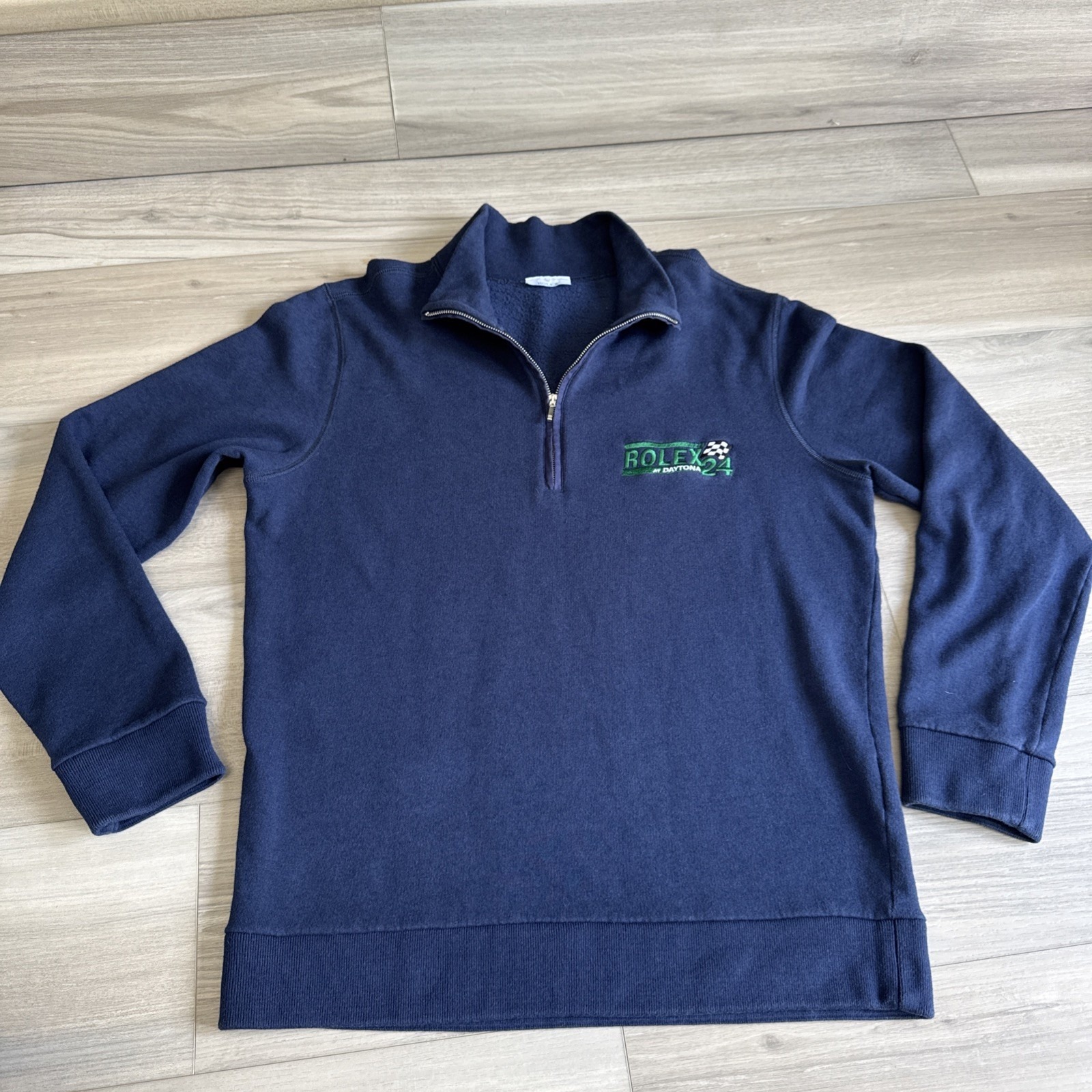Mens Rolex 24 Daytona Pullover Sz L Navy Blue Made In Italy Cotton Cashmere